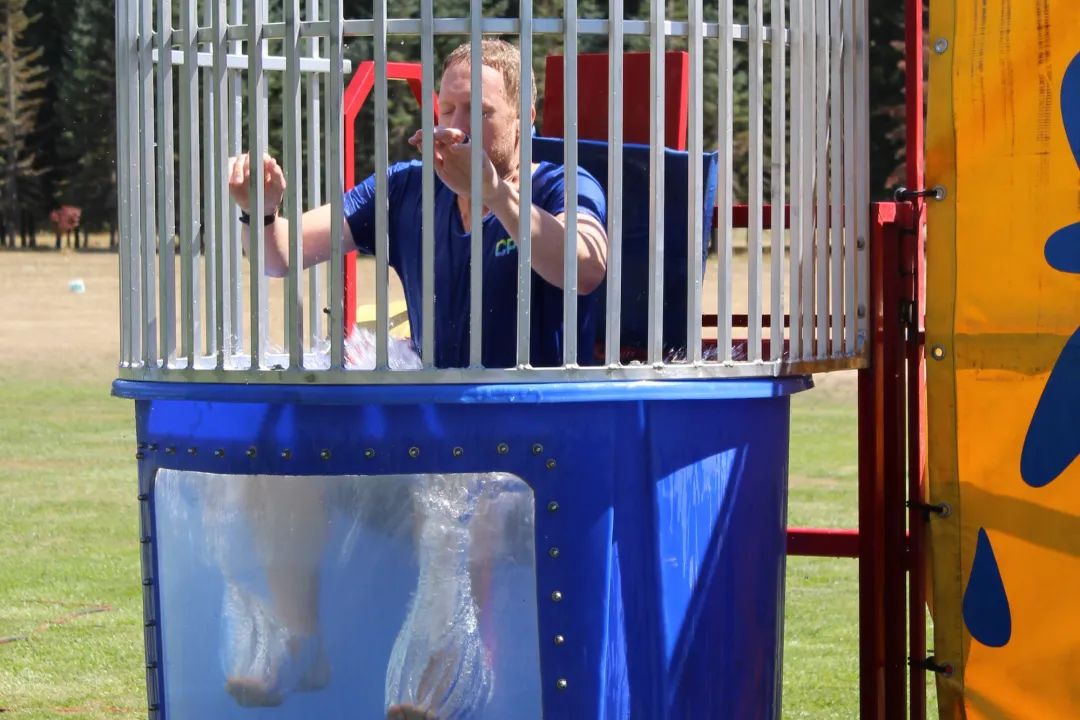 Family picnic - with the Titanium Division President getting dunked!